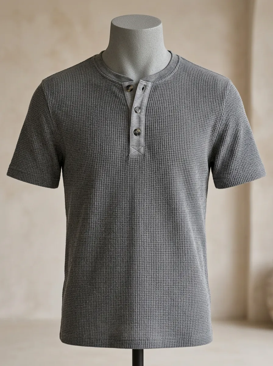 Men's Active Waffle Knit Henley Shirt
