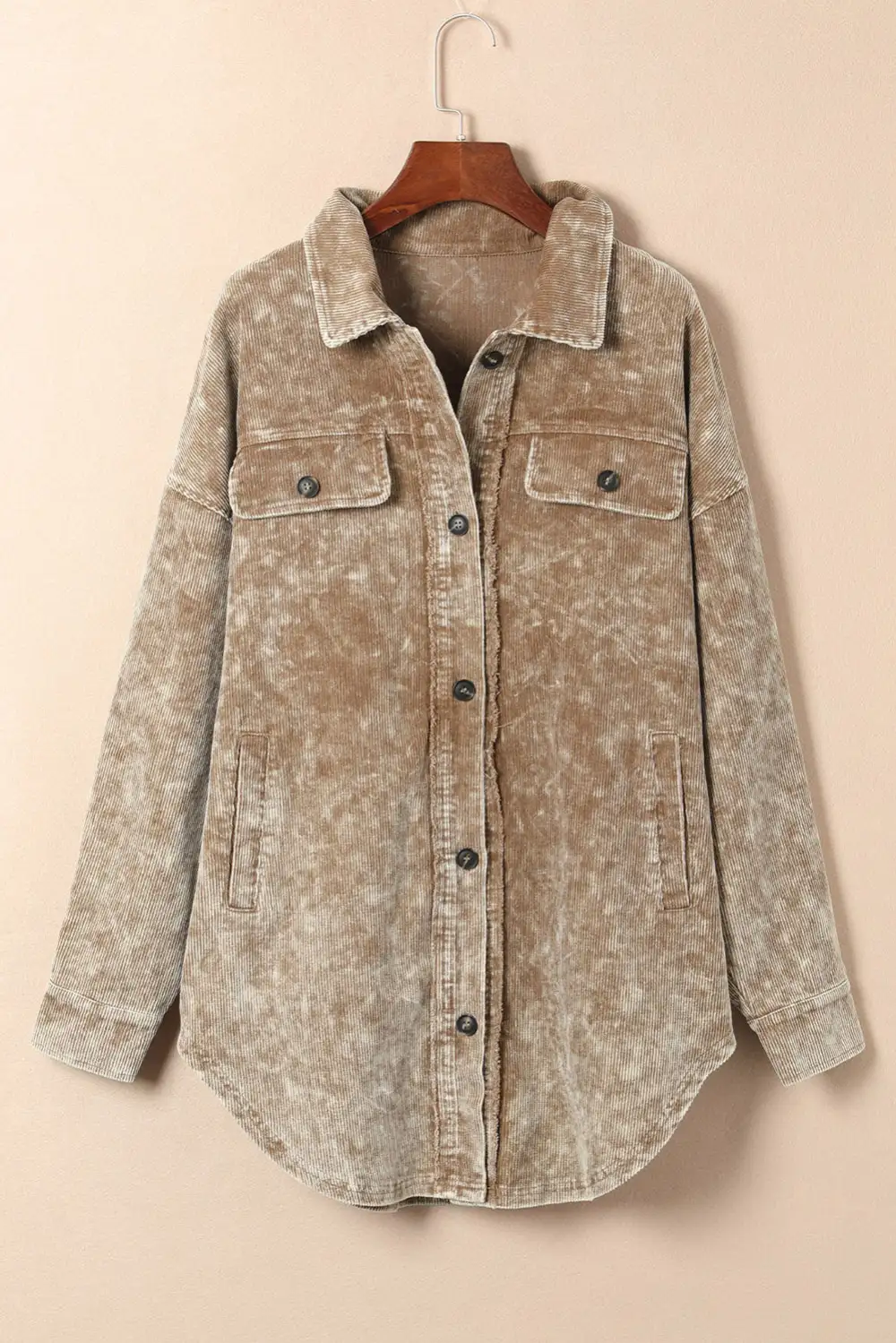 Vintage Distressed Mineral Wash Oversized Shirt Jacket