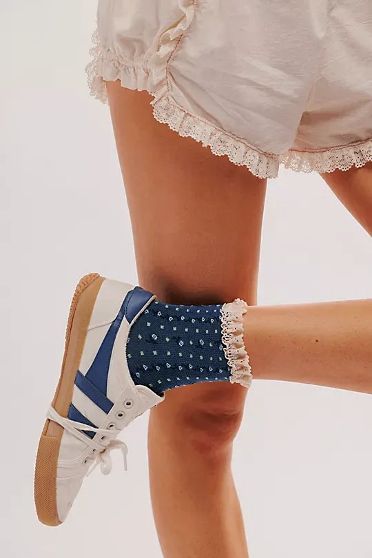 Floral Waffle Knit Socks Yellow
