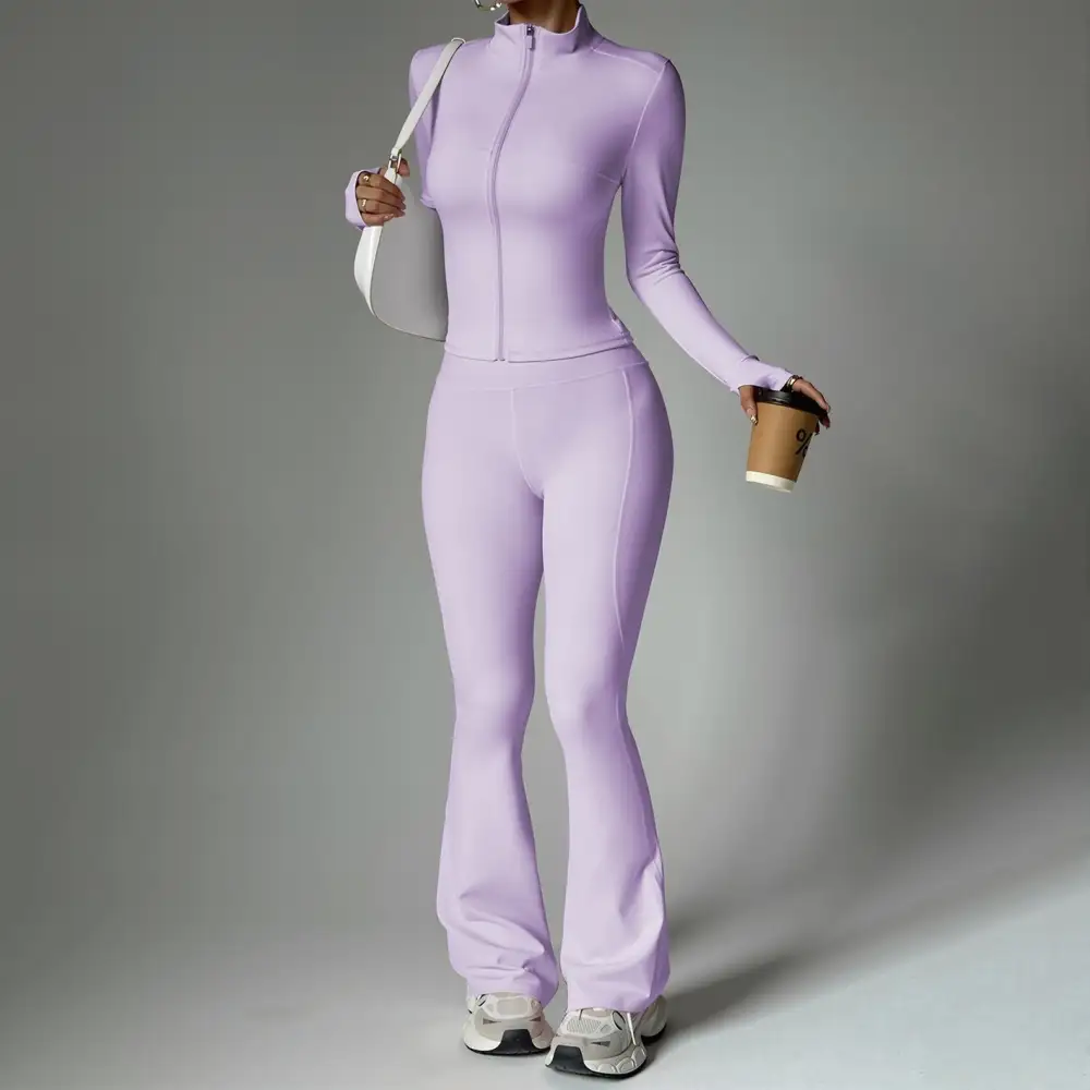 Long-Sleeve Yoga Two-Piece Top and Trousers Active Set