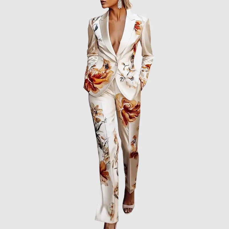 Women's Floral Print Tailored Suit Set