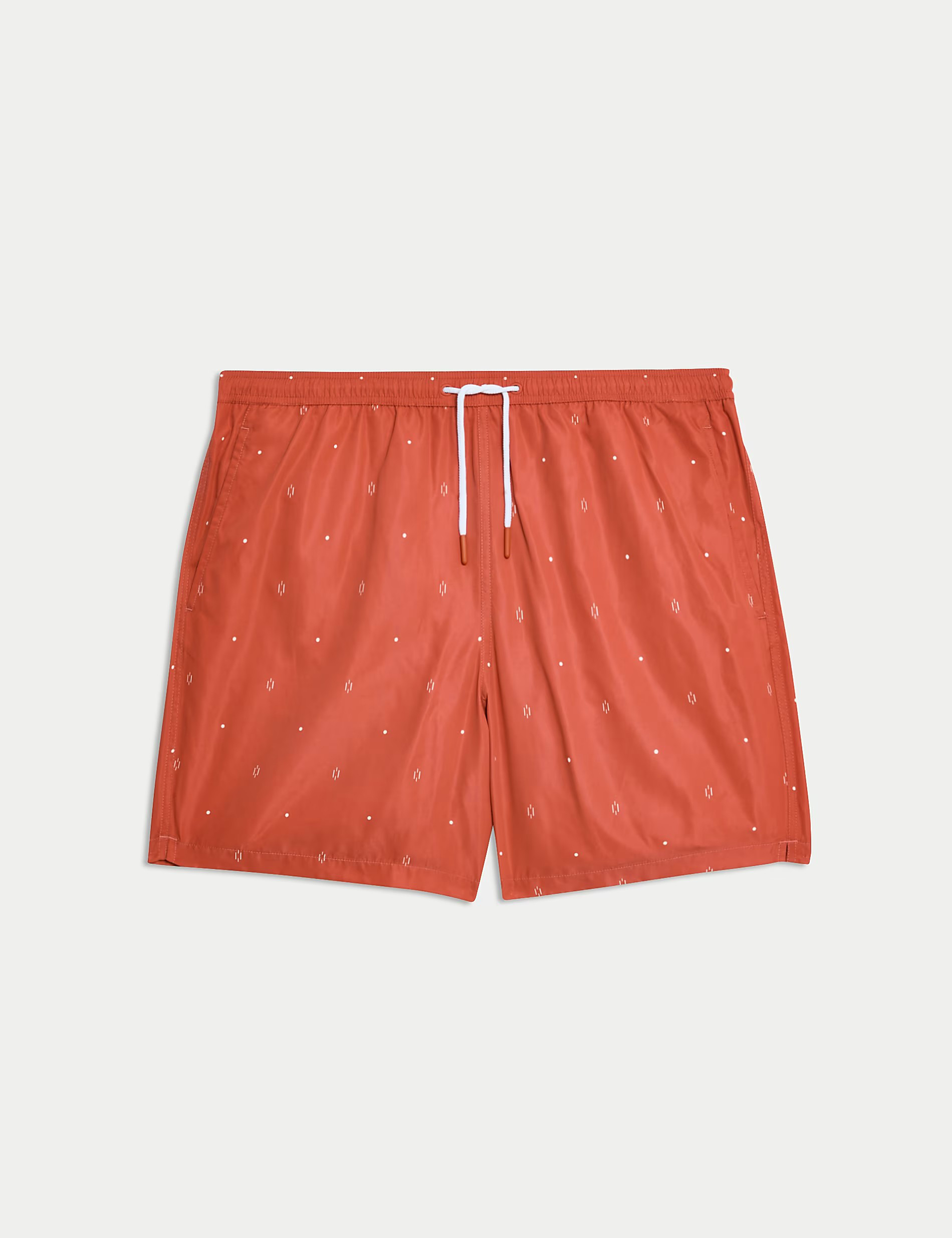 Men's Orange Patterned Drawstring Waist Swim Shorts
