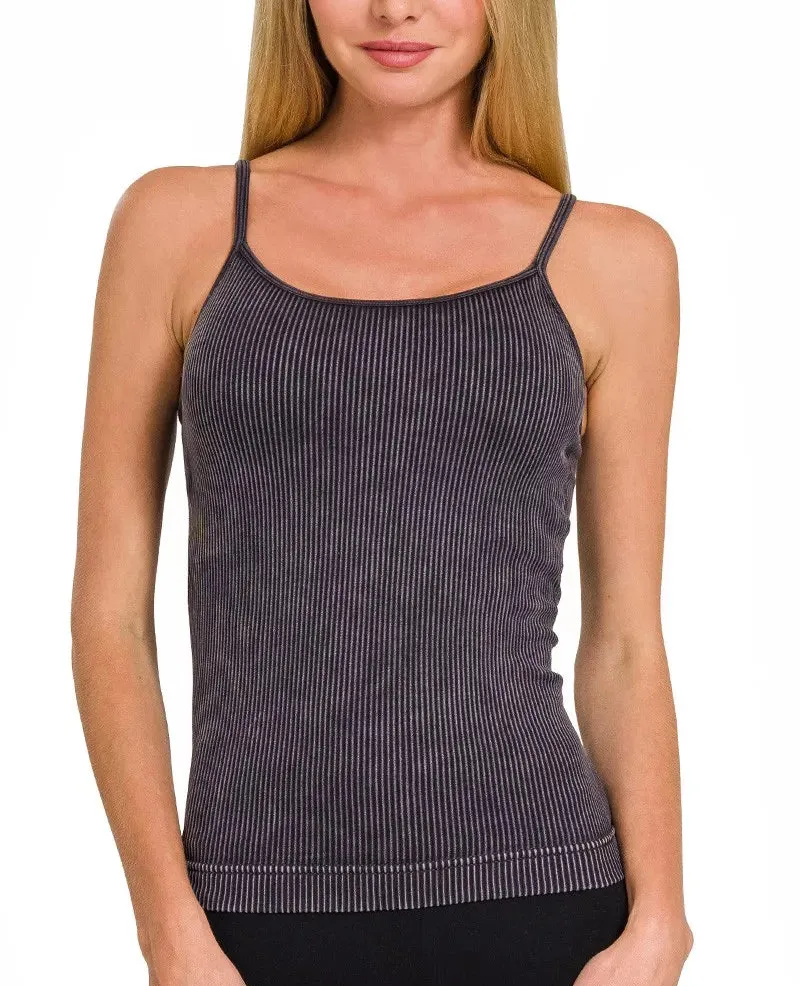 Spaghetti-Strap Ribbed-Knit Tank Top