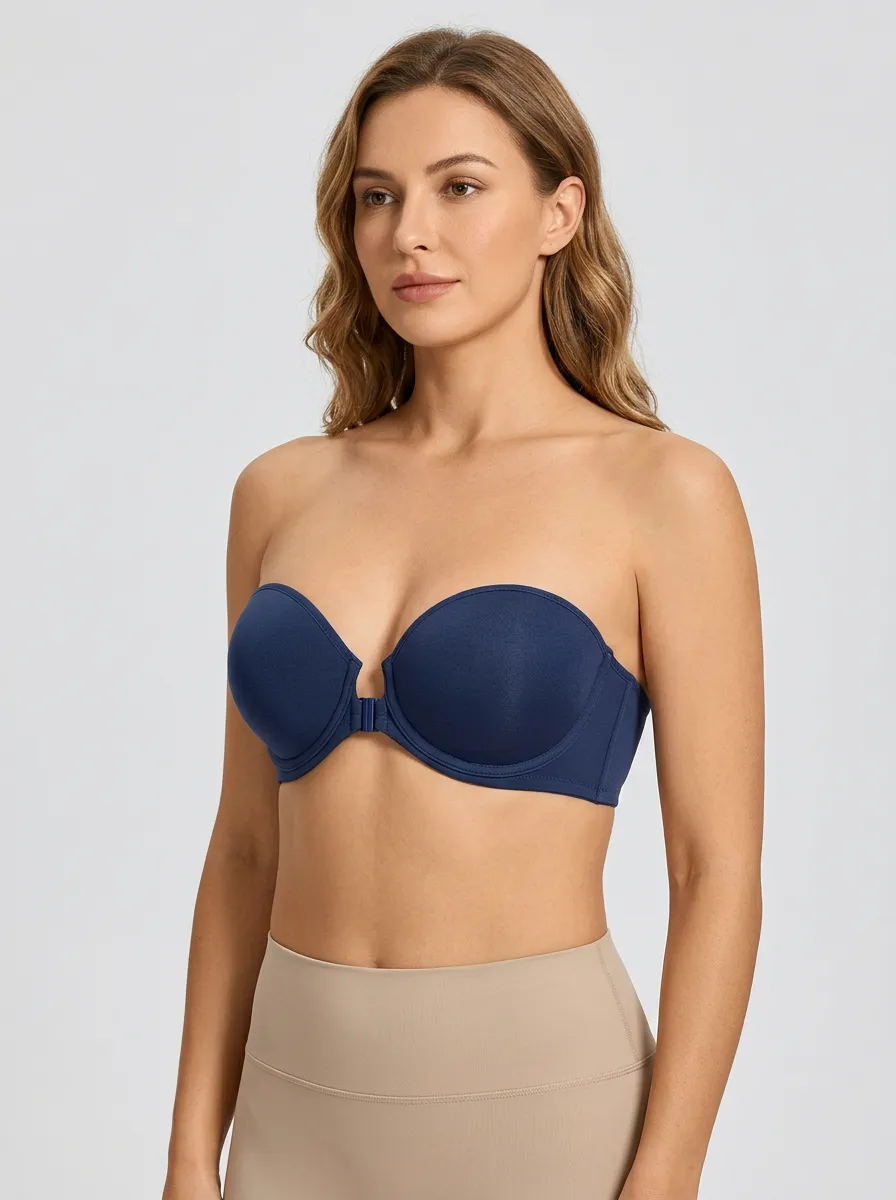 Women's Contoured-Cup Molded-Cup Front-Closure Strapless Bra