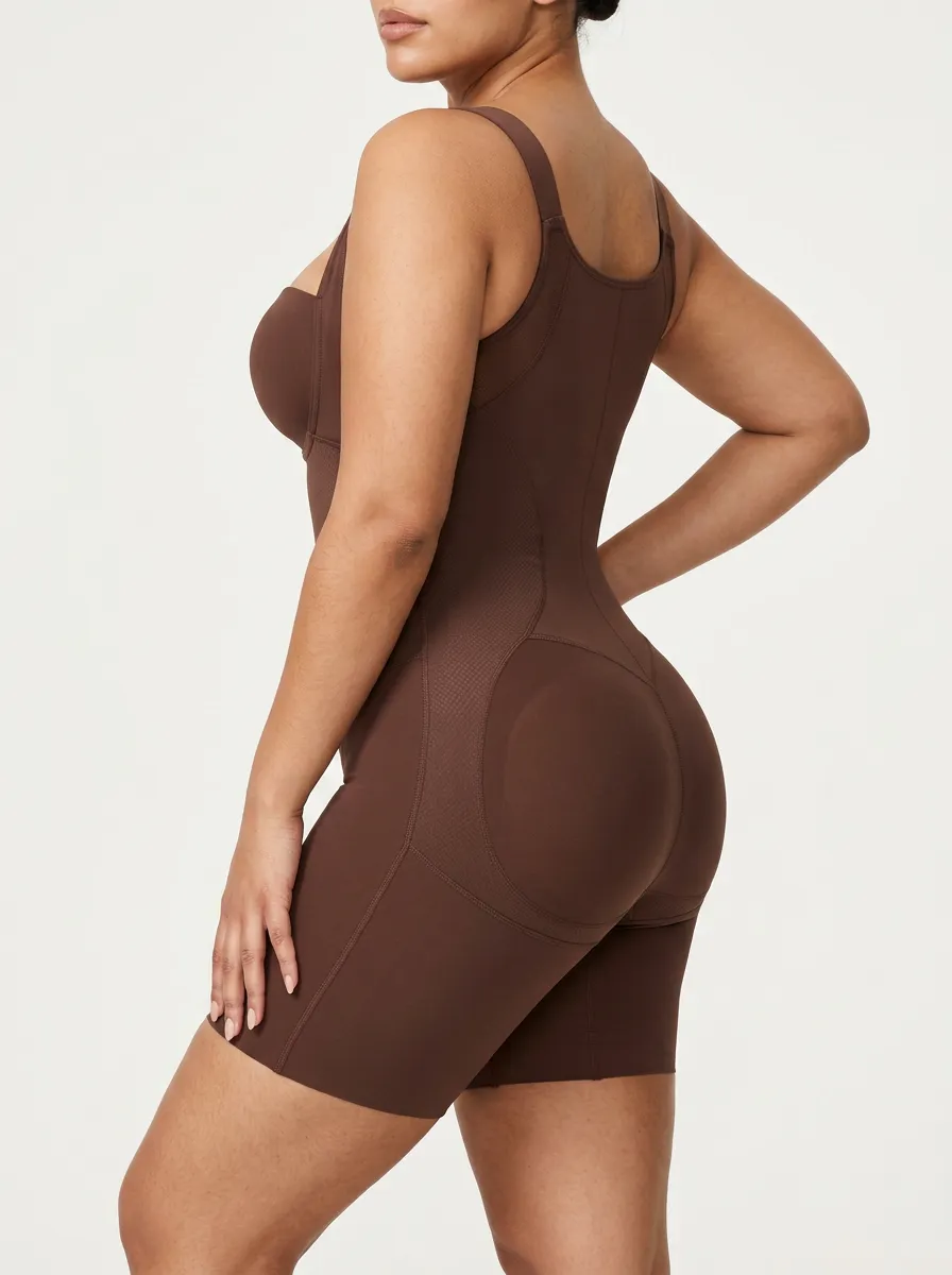 Women's Brown Tummy Control Butt Lifter Seamless Shapewear Bodysuit