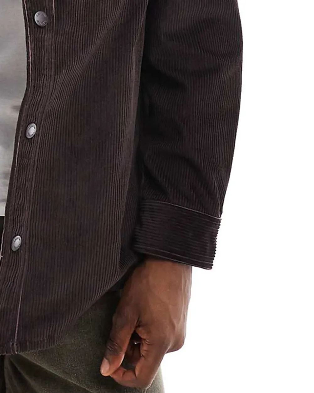 Quilted Cord Overshirt Jacket In Brown