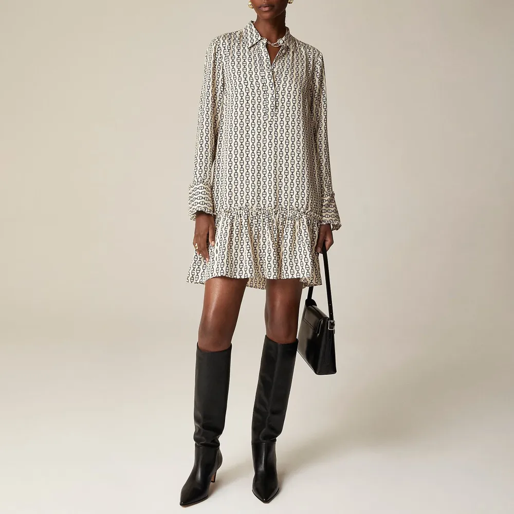 Patterned Shirt Dress For Gentle Casual Daily Style