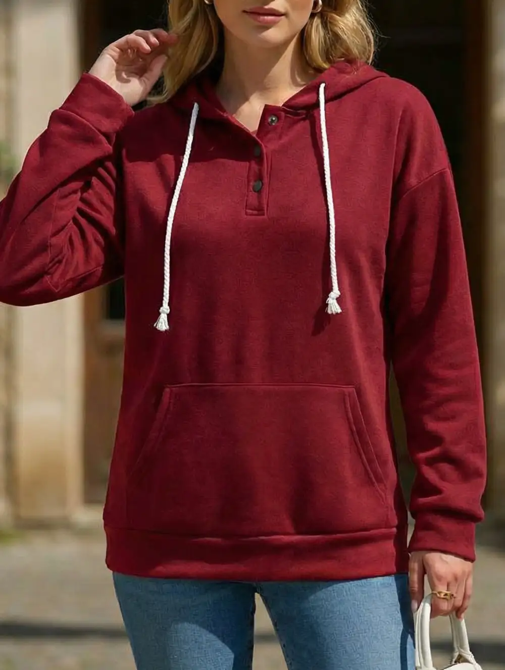 Hooded Drawstring Pocket Sweatshirt