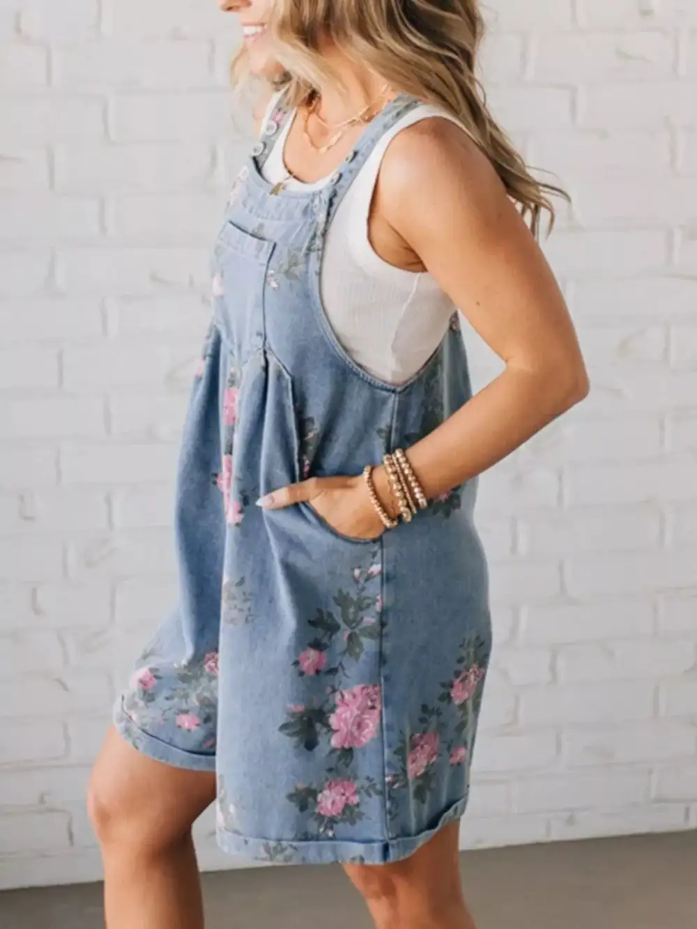 Floral Denim Overalls