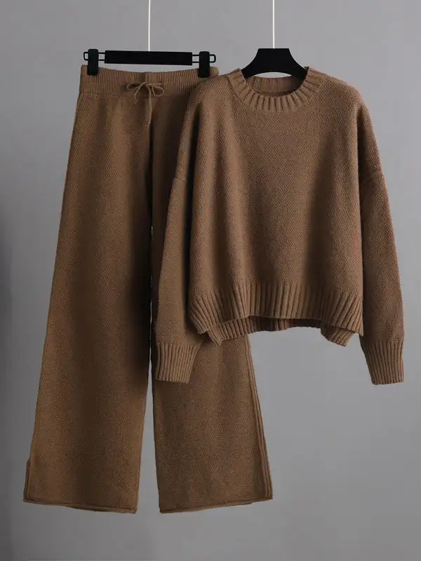 Relaxed High Low Sweater And Pants Set