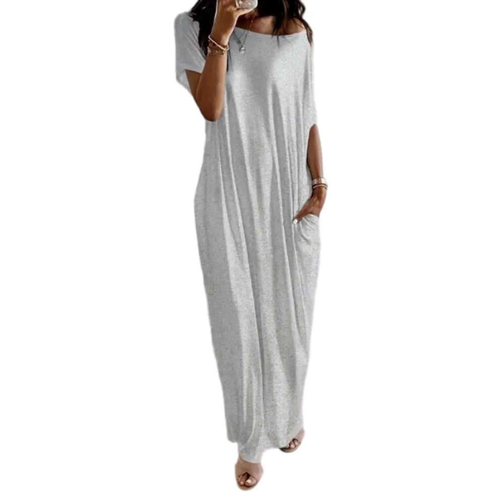 Women's Solid Color Batwing Sleeve Lounge Dress