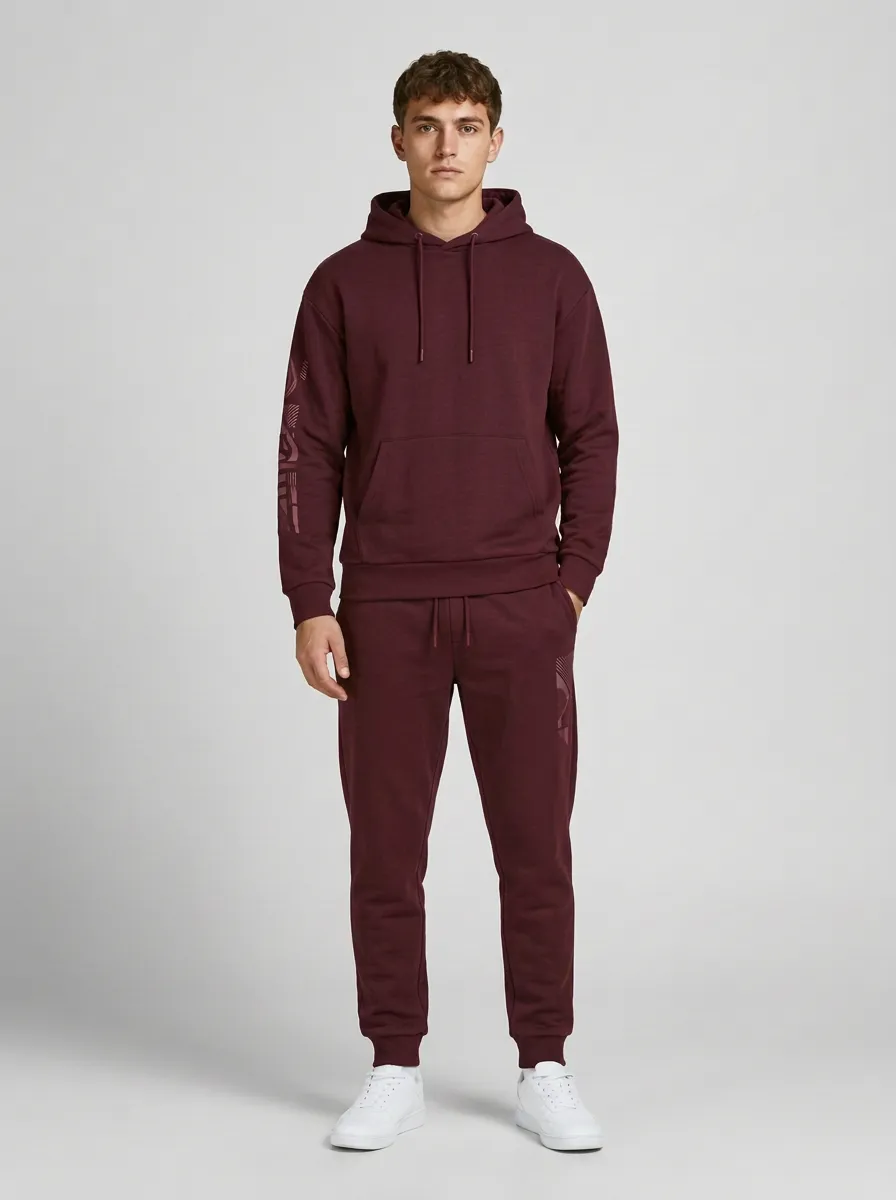 Men's Sporty Casual Graphic Sleeve Printed Hoodie Jogger Set
