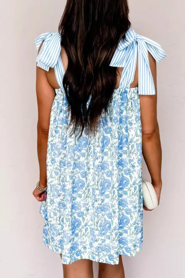 Print Tie-strap Mini Dress