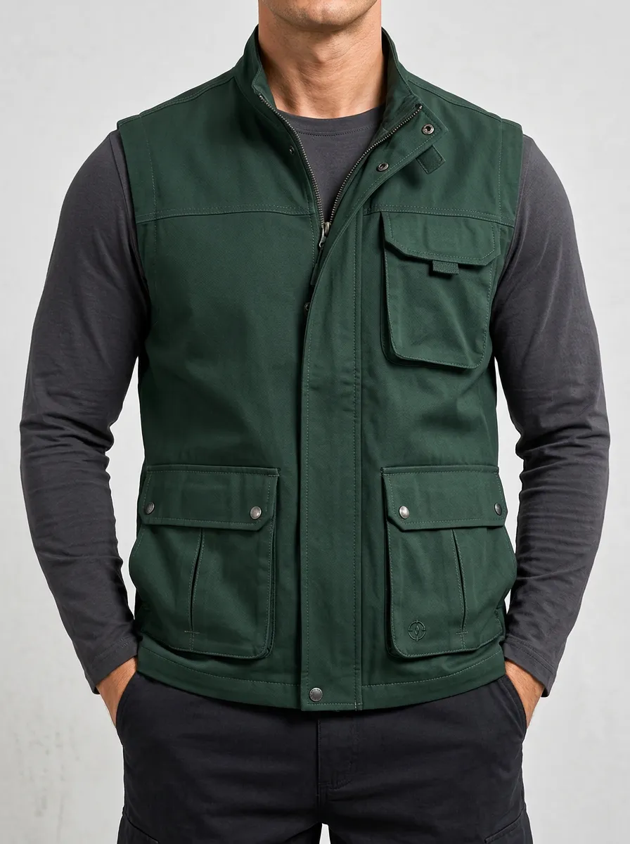 Multi-Pocket Utility Outdoor-Inspired Men's Sleeveless Utility Jacket