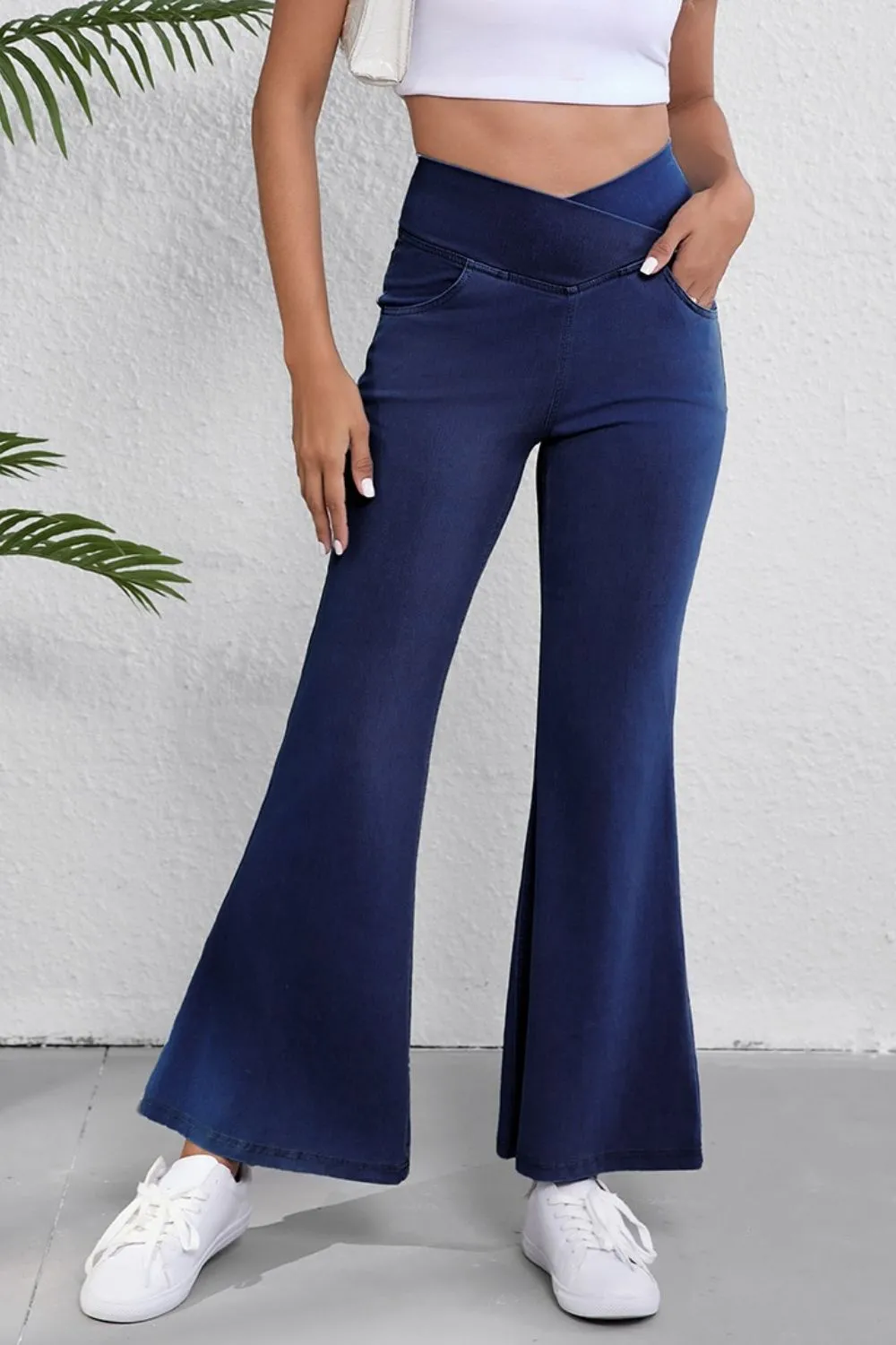 Contoured High Waist Flare Leg Denim Jeans