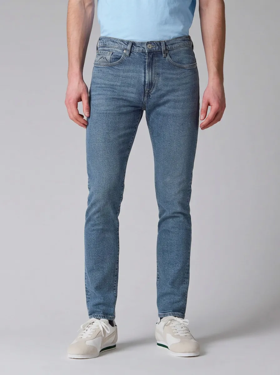 Men's Modern Everyday Mountain Logo Stretch Denim Jeans