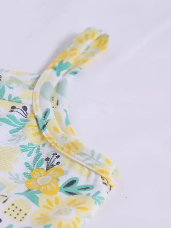 Girls Floral Print Spaghetti Strap Dress