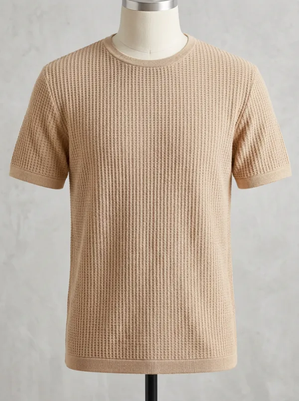 Refined Weekend-Look Men's Knit Crew-Neck T-Shirt