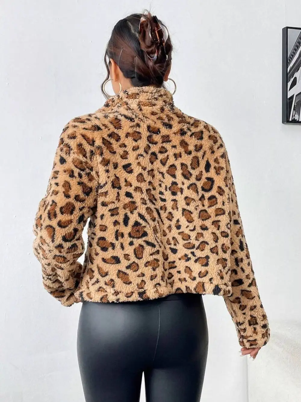 Leopard Fuzzy Zip-up Jacket