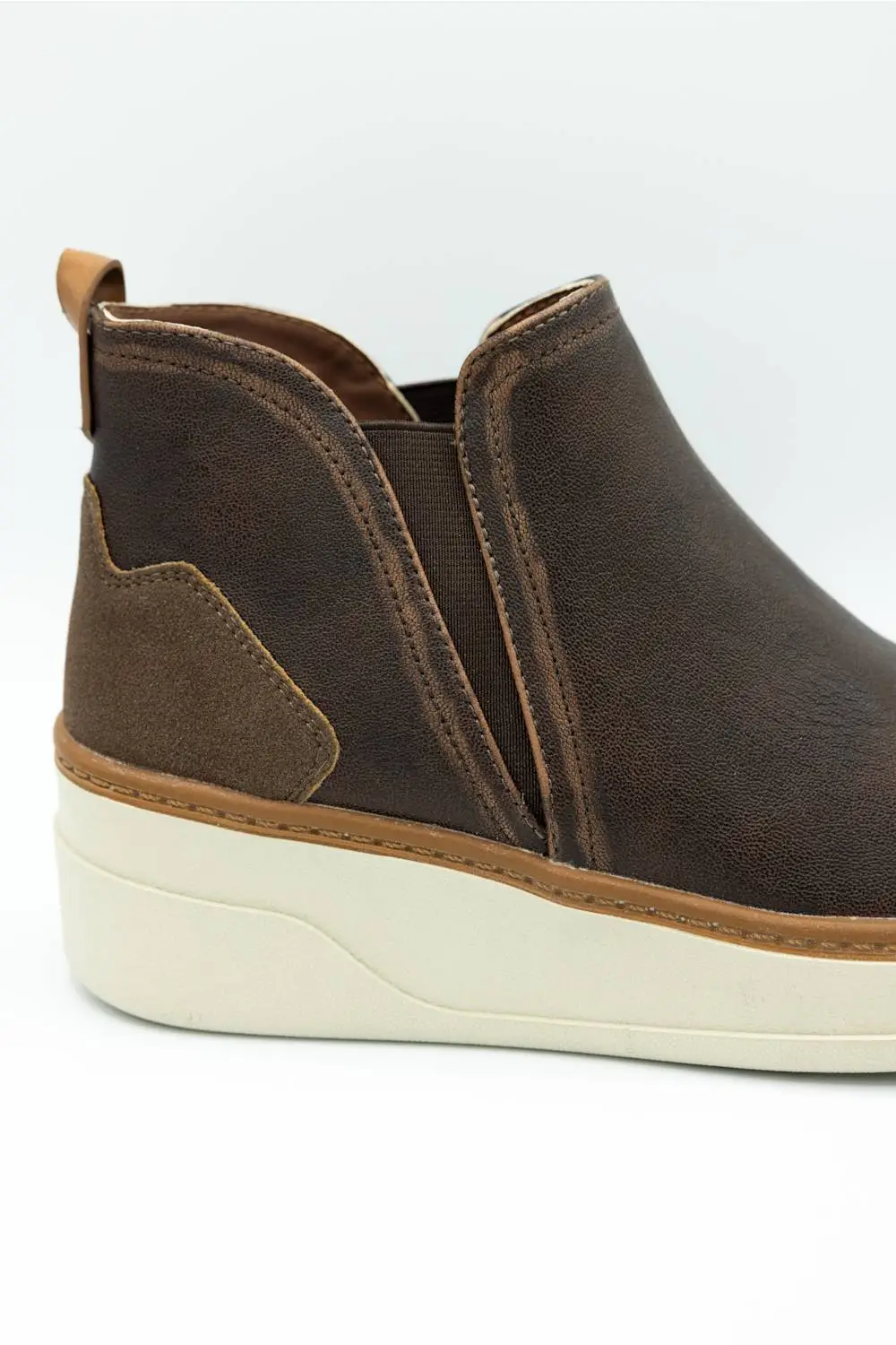 Wedge Suede Faux Leather Platform Bootie