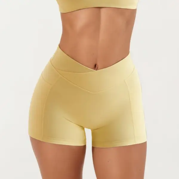 High-Waist Crossover-Waist V-Waist Side-Pocket Biker Shorts