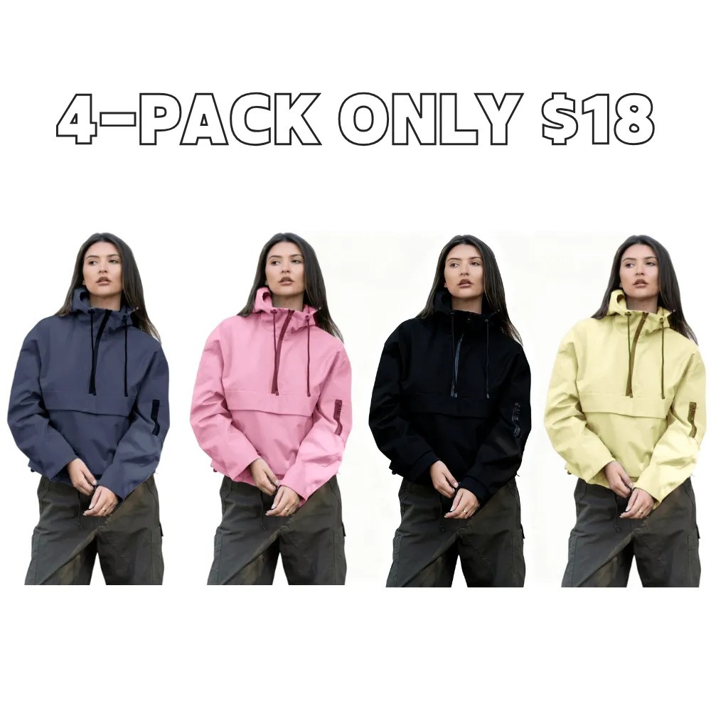 Women's StormTex Waterproof Oversized Fall Hoodie Coat Warm Half Zip Rain Jacket