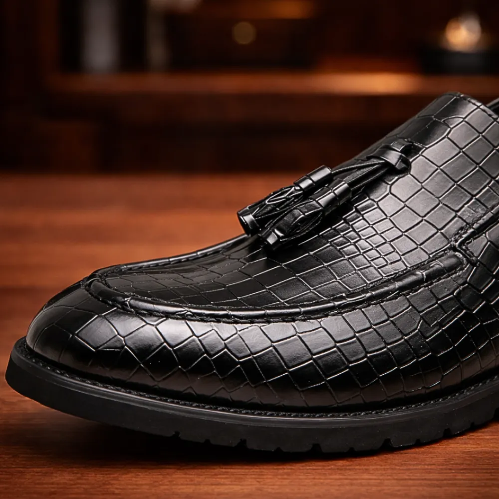 Textured Tassel Loafers