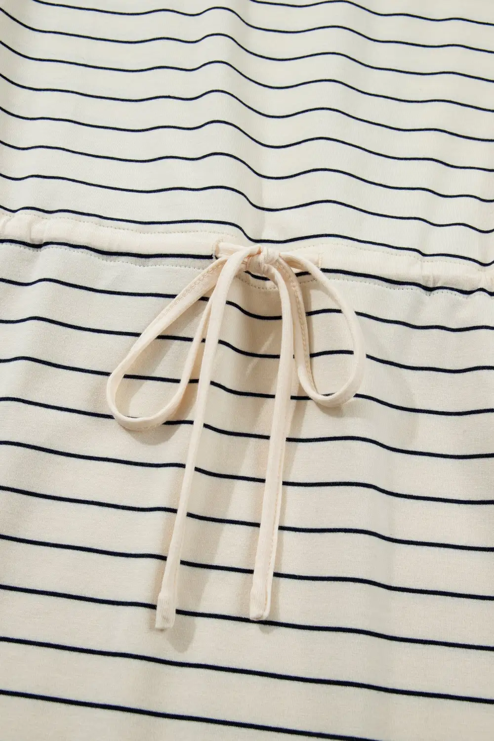Striped Drawstring Pocketed Mini Dress