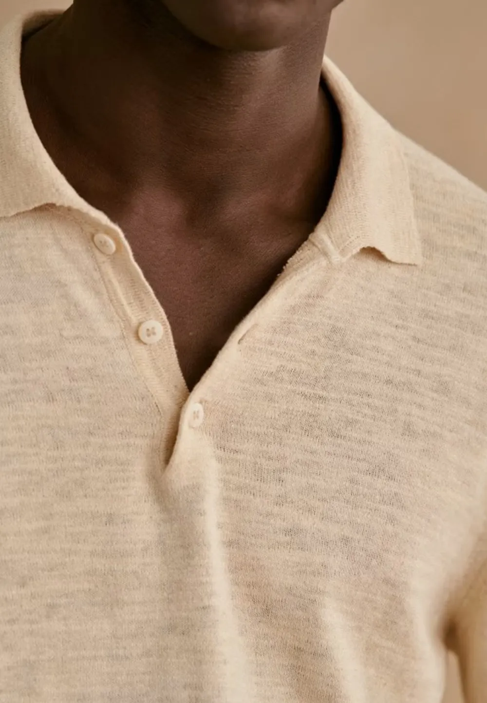 Cream Henley Neck Knit Long Sleeve Sweater