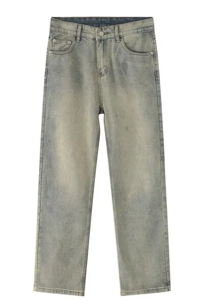 Breezy Washed Pocketed Stretch Straight Leg Jeans