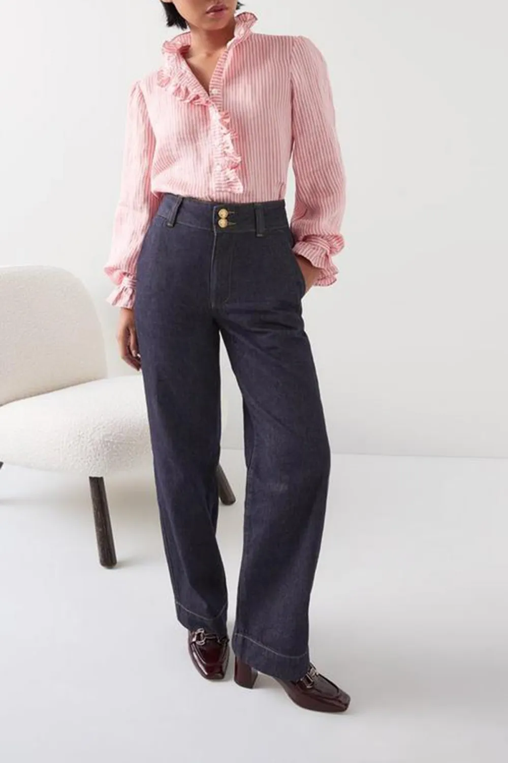 Indigo Blue High Rise Wide Leg Jeans