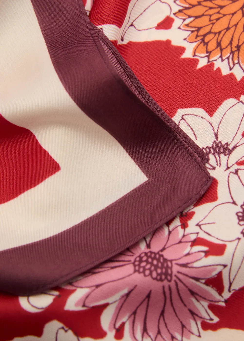 Casual Style Pink Floral Satin Scarf