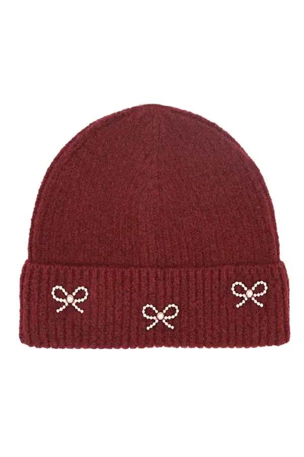 Pearl Bow Beanie