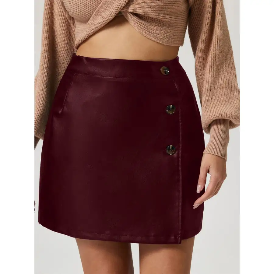 Buttoned High Rise Mini Skirt