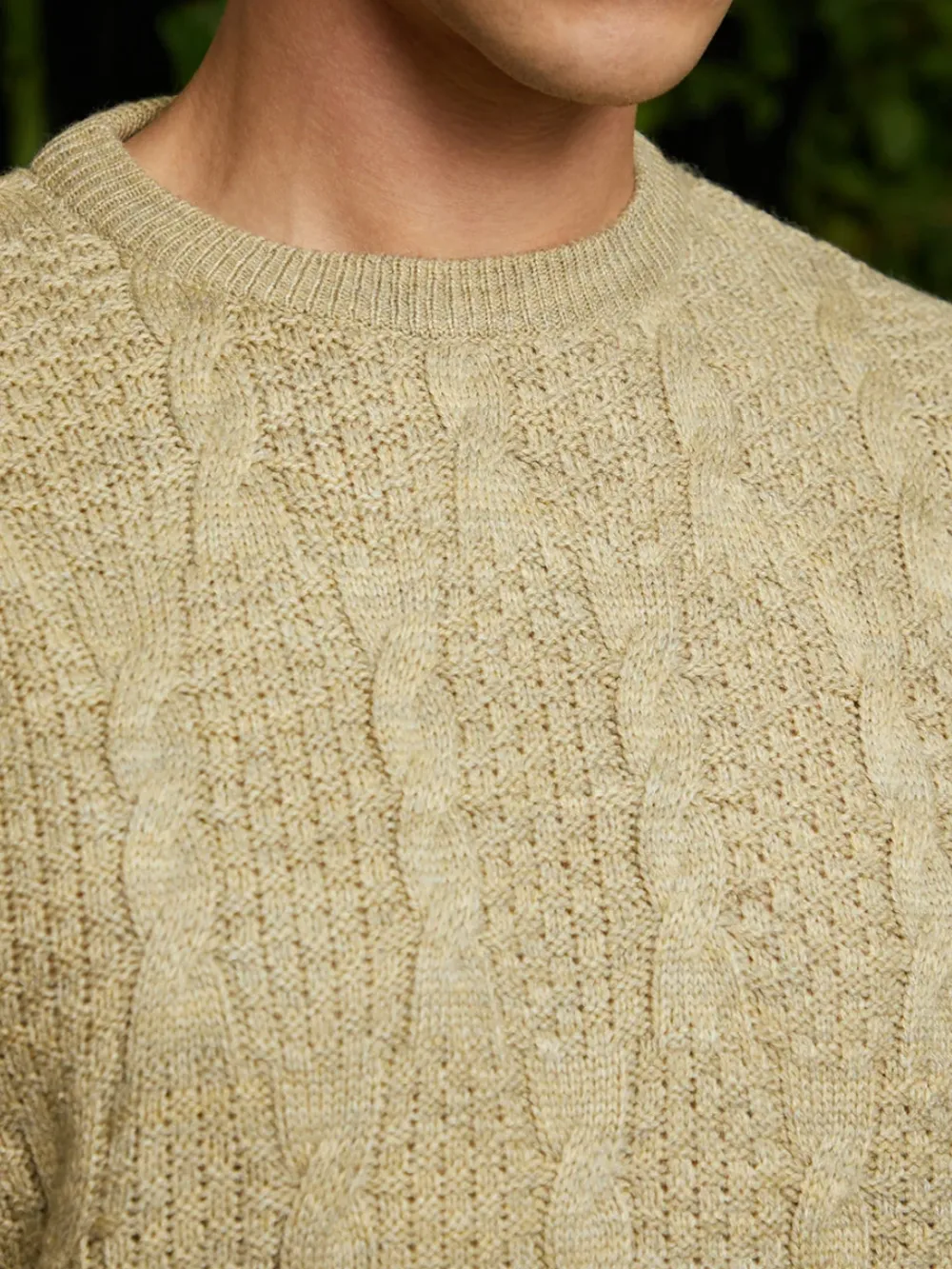 Beige Casual Style Knit Pullover Sweater