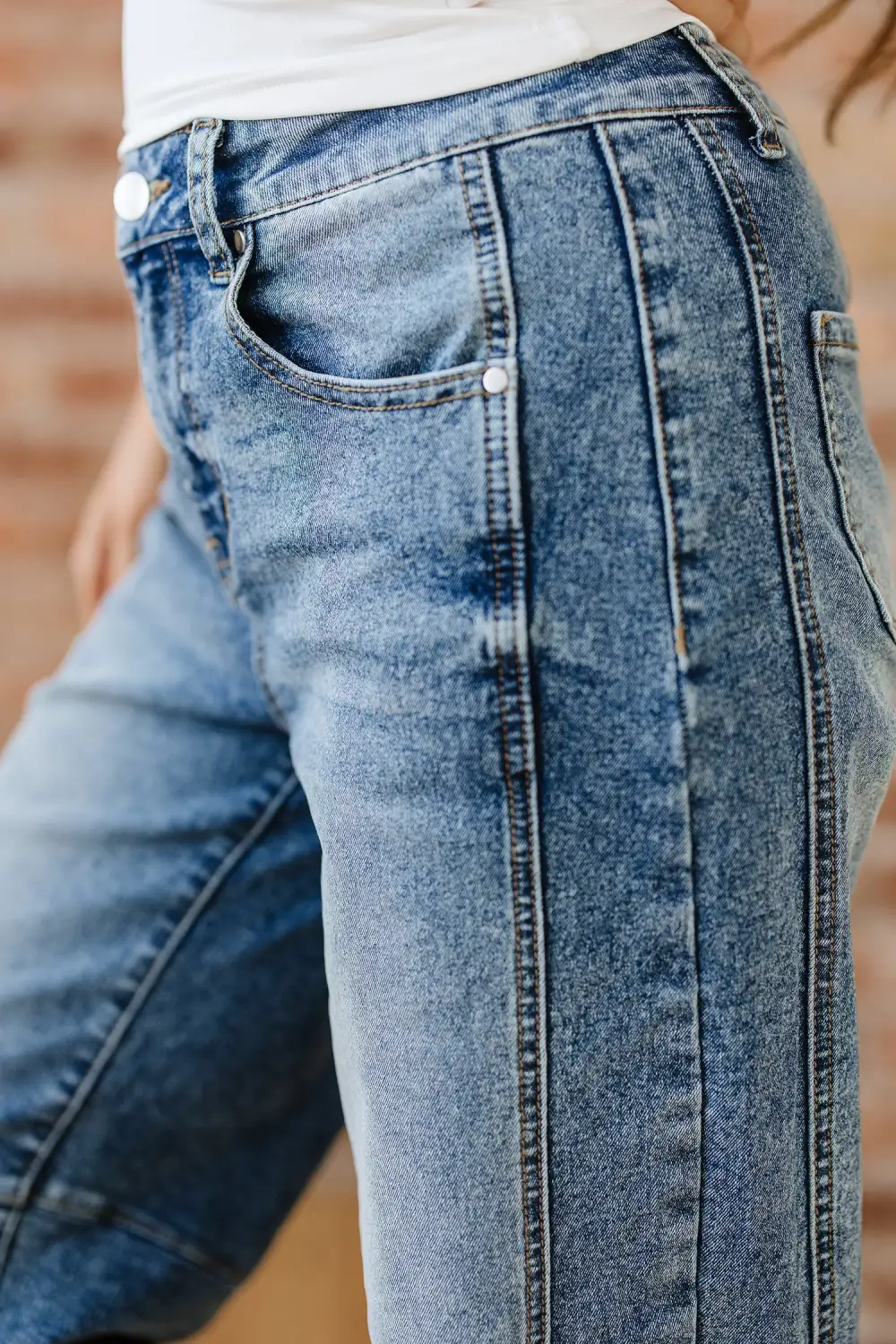 Vintage Washed Seam Detail Shift Jeans