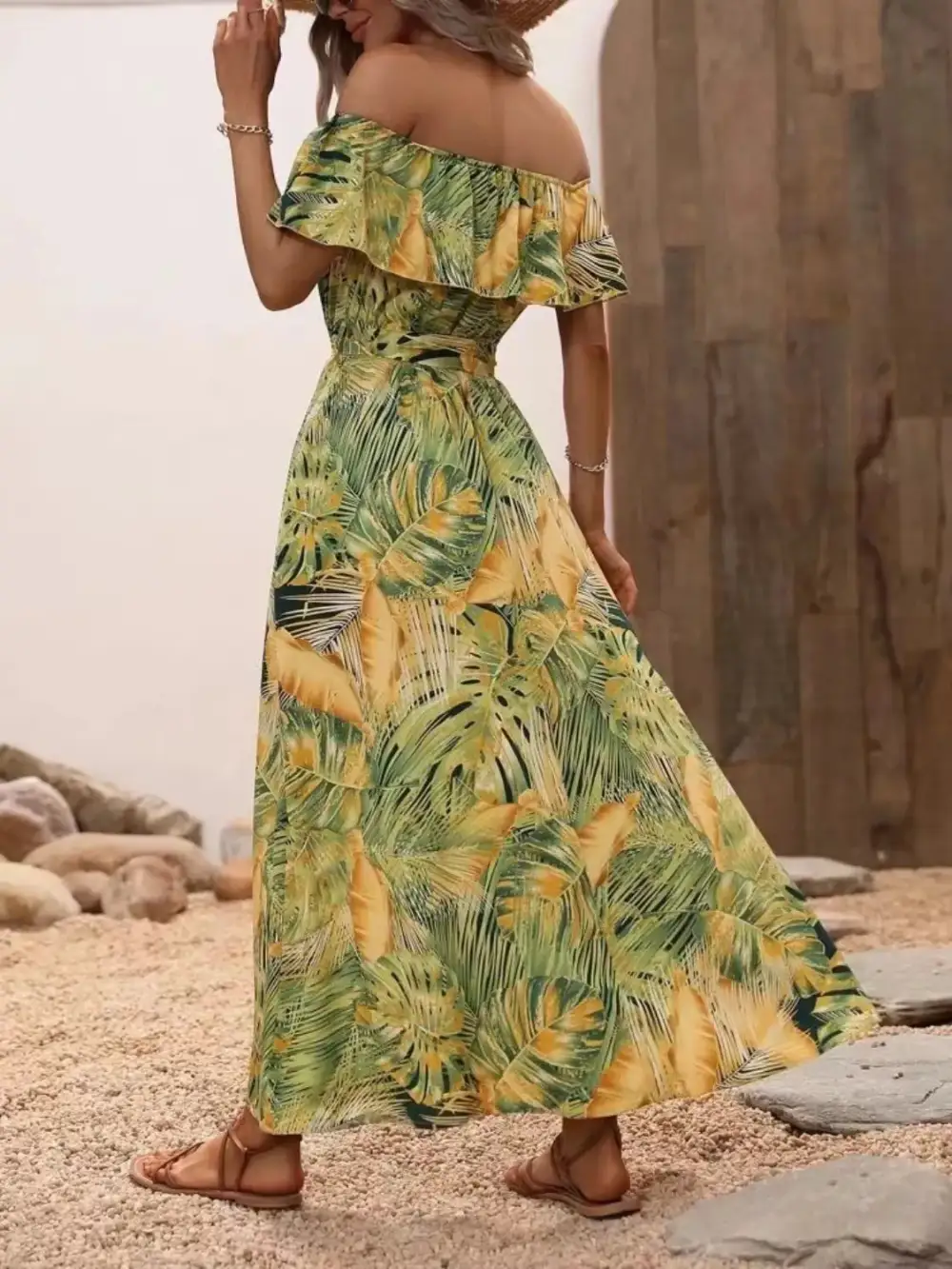 Ruffle Trim Maxi Dress