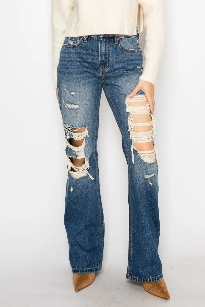 Flare Relaxed Stretch Denim Jeans