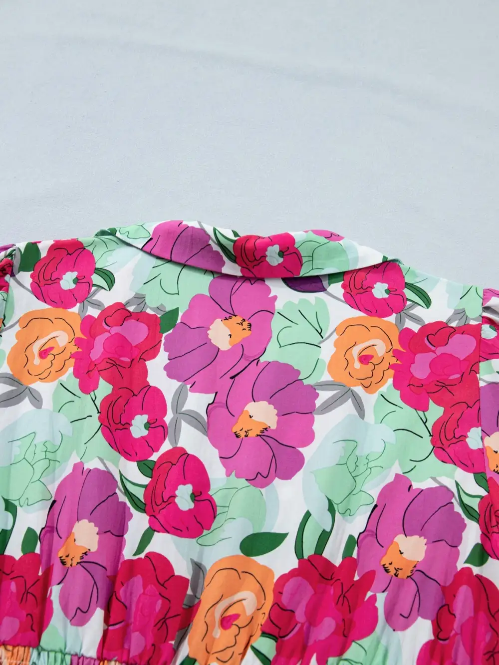 Polished Detail Floral Printed V Neck Dress