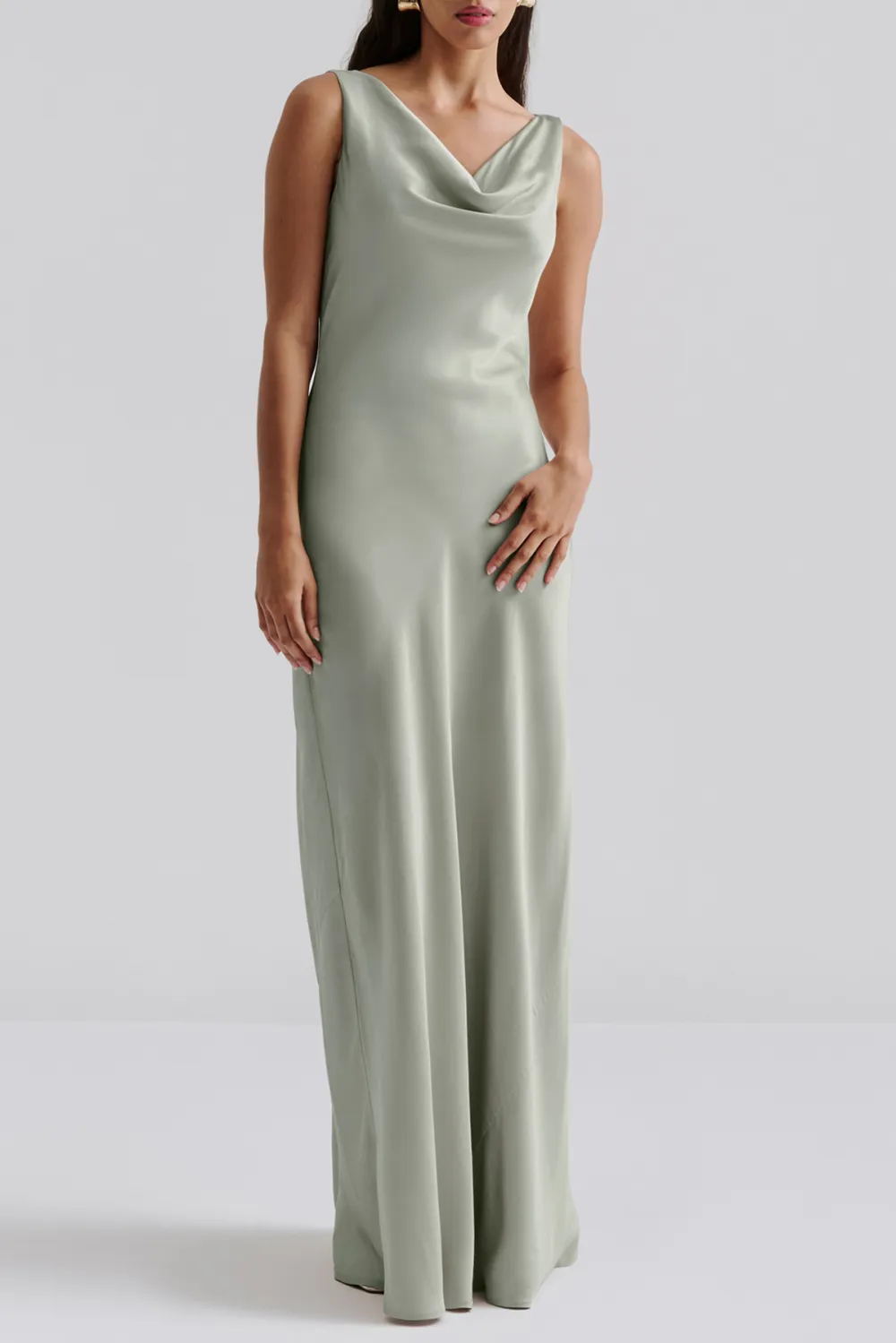 Cowl Neck Satin Maxi Dress