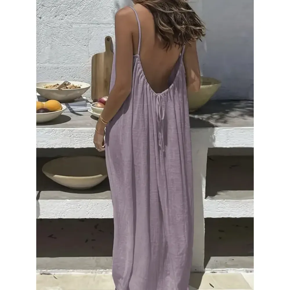 🔥Women's Cotton Linen Backless Loose Dress🔥10-Pack - All Colors Included, Only $24
