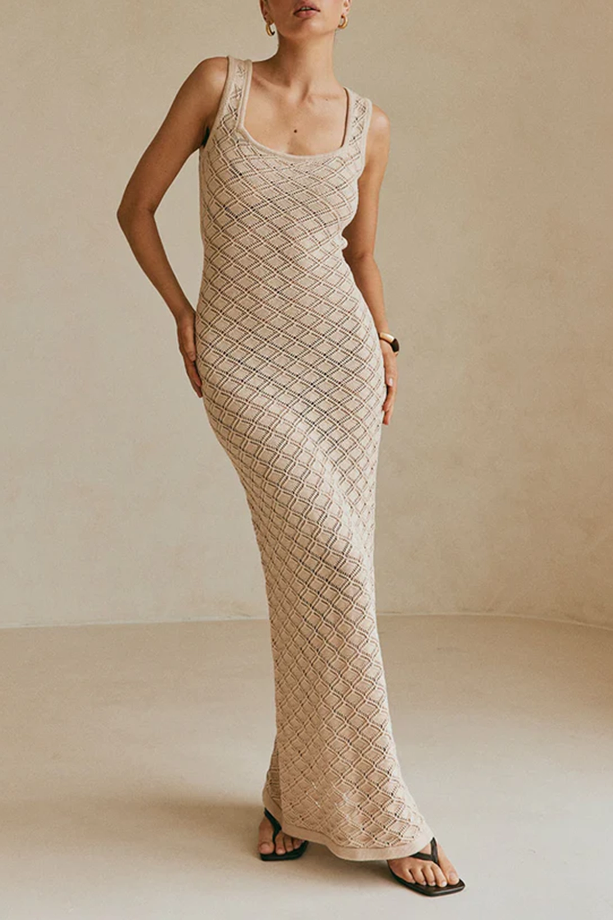 Textured Sleeveless Maxi Dress