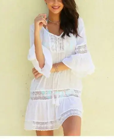 Flared Sleeve Dress Ups Sun Swim Cover Up