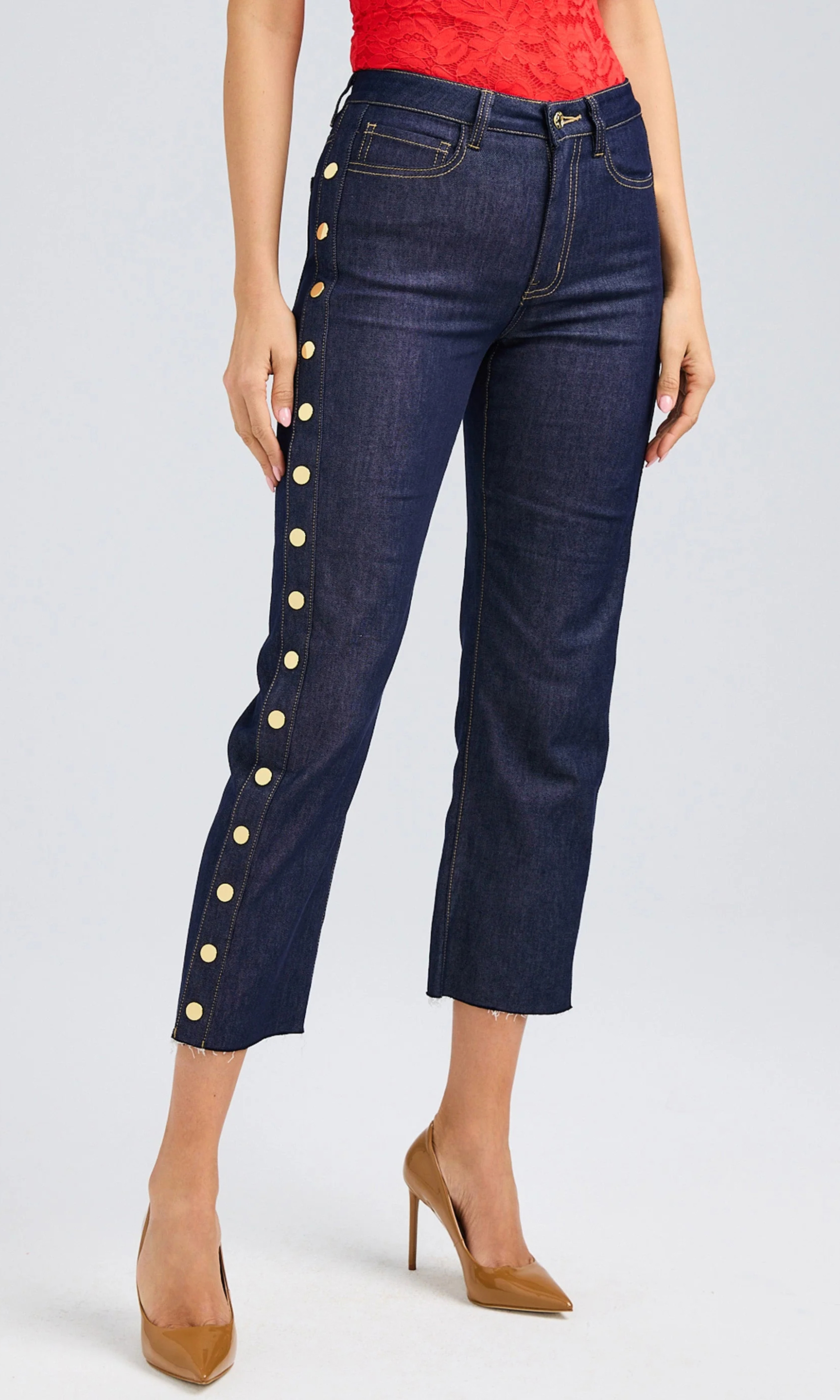 Dark Blue Denim Snap Pants