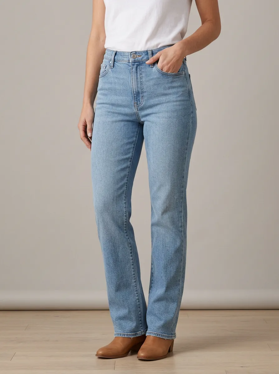 Straight-Leg Washed Casual Women's Denim Jeans