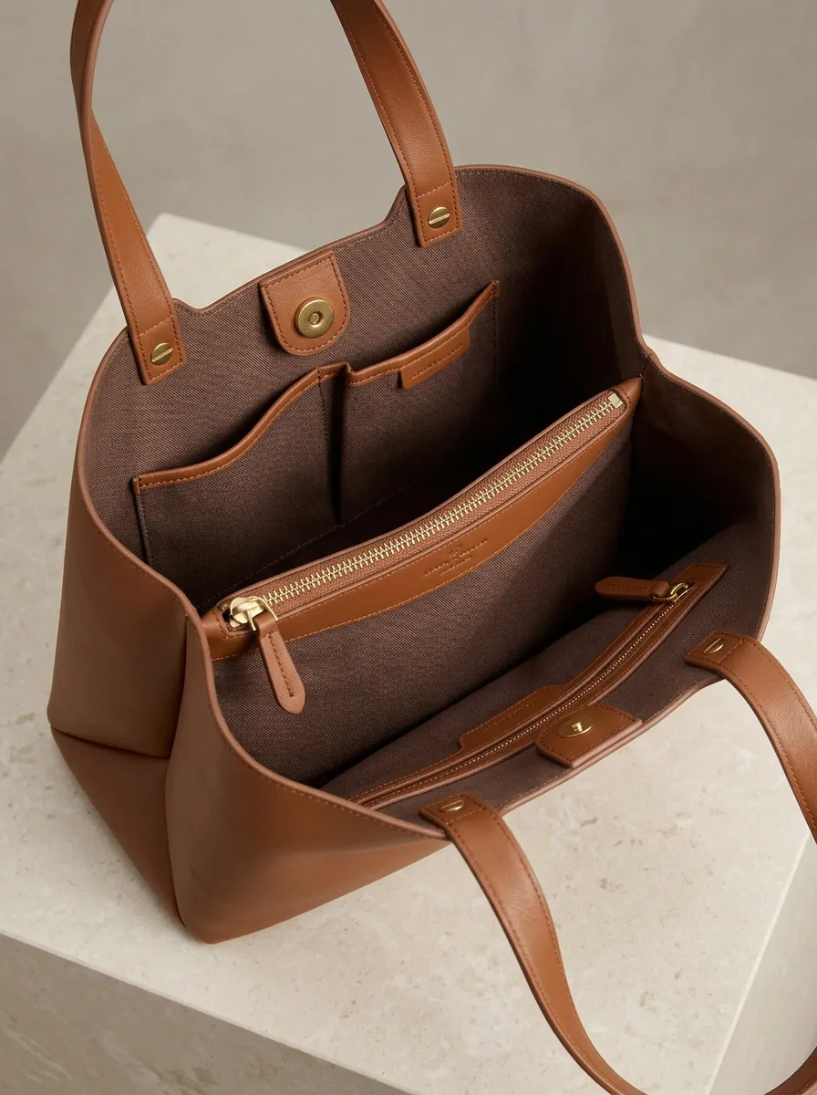 Women's Structured Open-Top Tote Bag