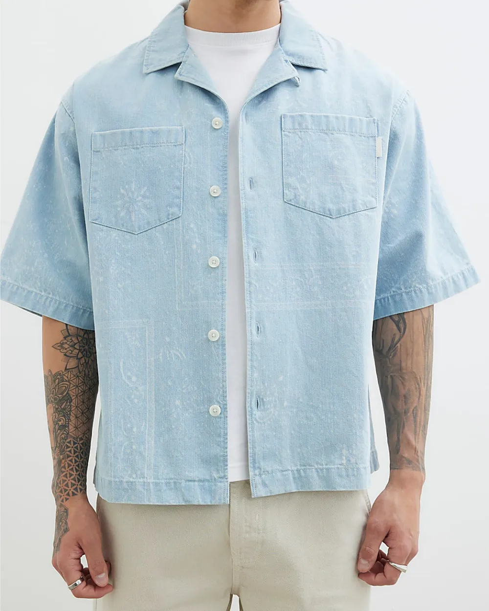 Men's Stylish Blue Regular Fit Double Pocket Denim Shirt