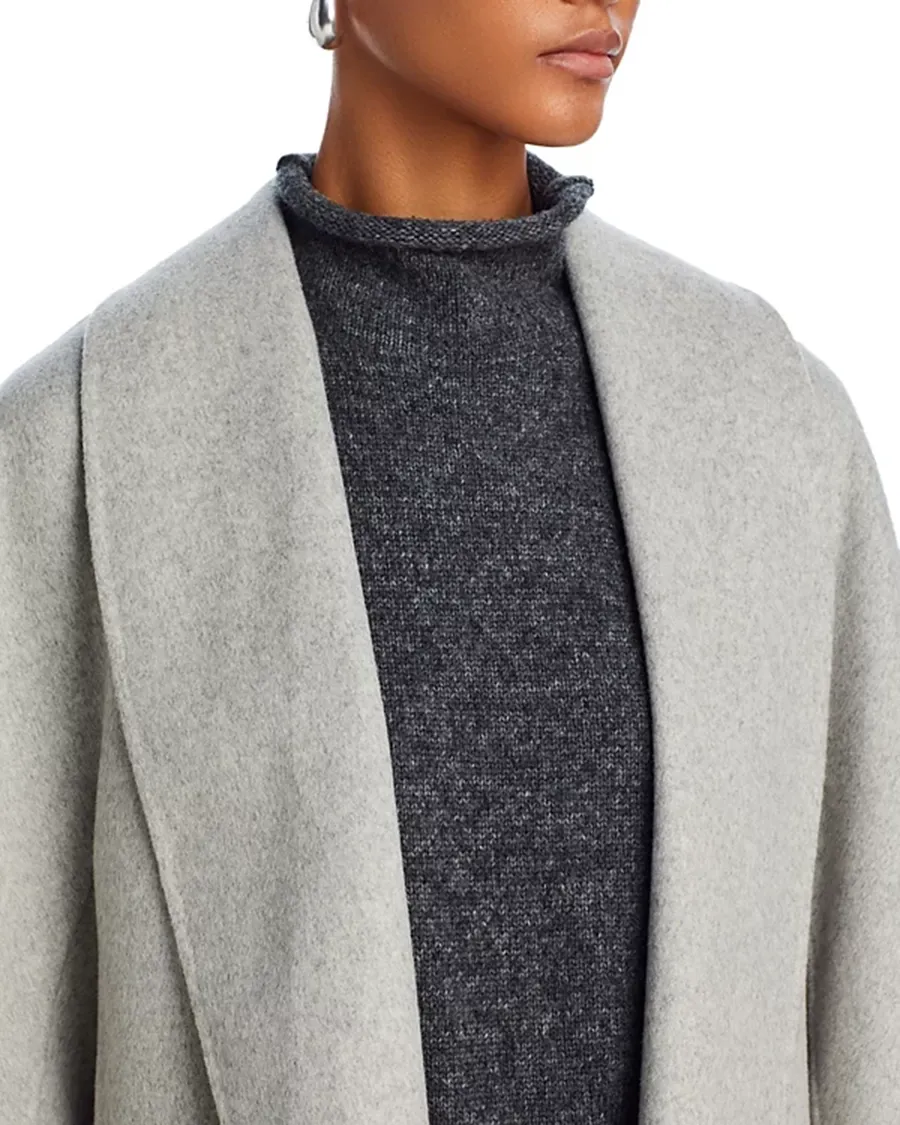 Shawl Collar Long Sleeves Multicolor Coat