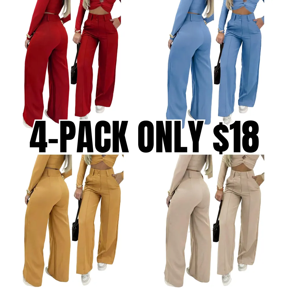 Women's Simple Wide-Leg Pants with Double Button Front, Versatile Commuter Essential Single Piece