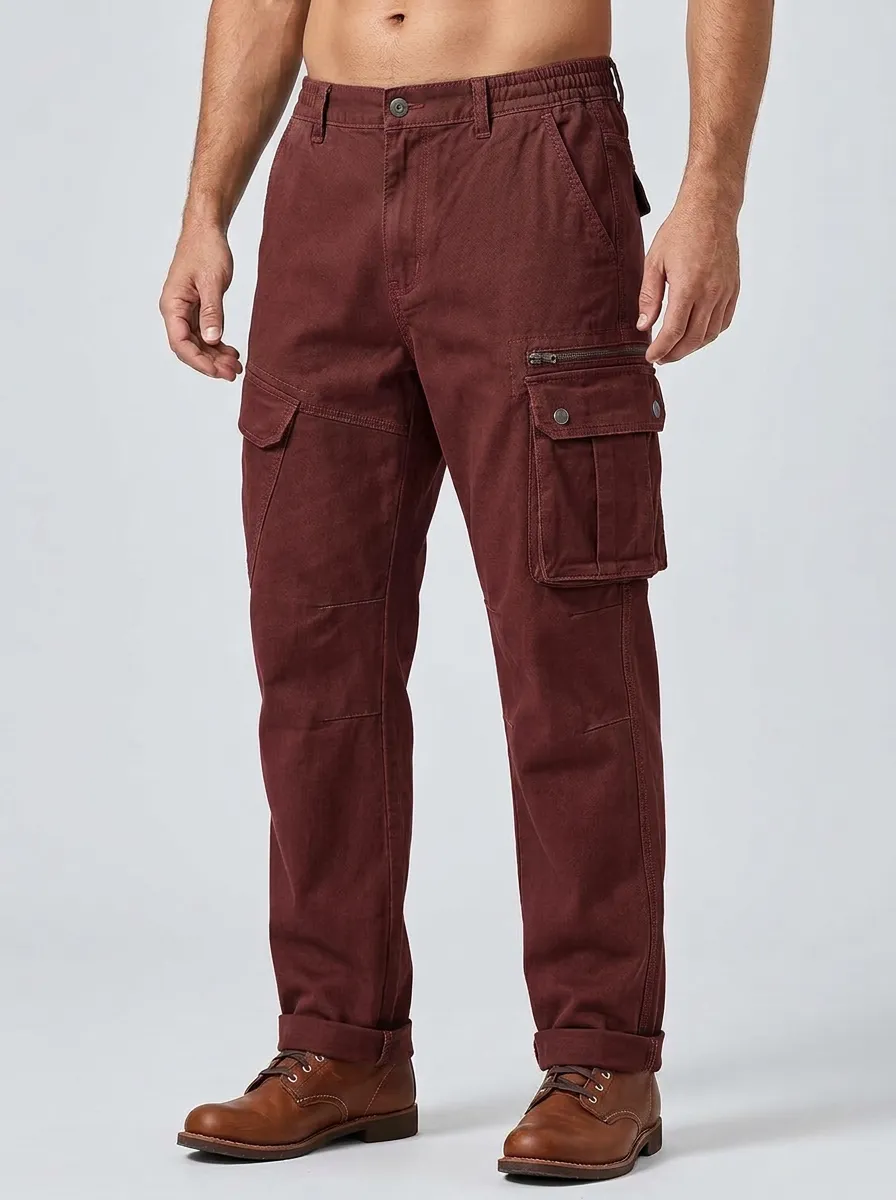 Men's Outdoor Tactical Olive Green Multi-Pocket Cargo Pants